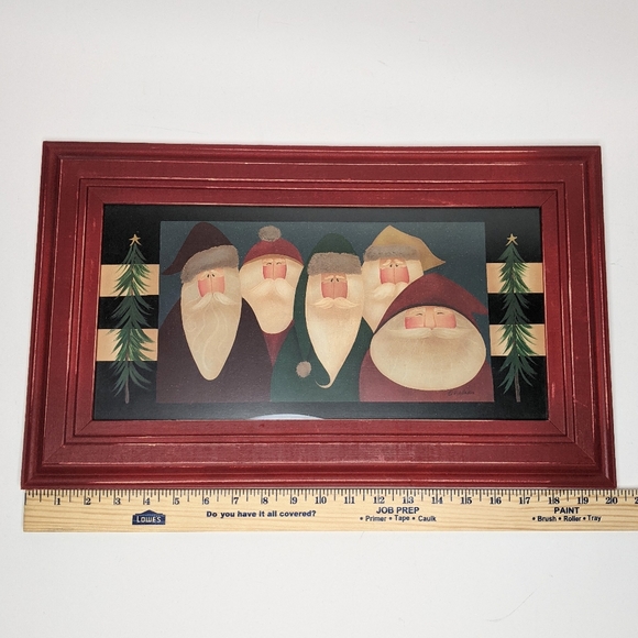 Fiddlestix Wall Art Print Primative Santas - Picture 4 of 12